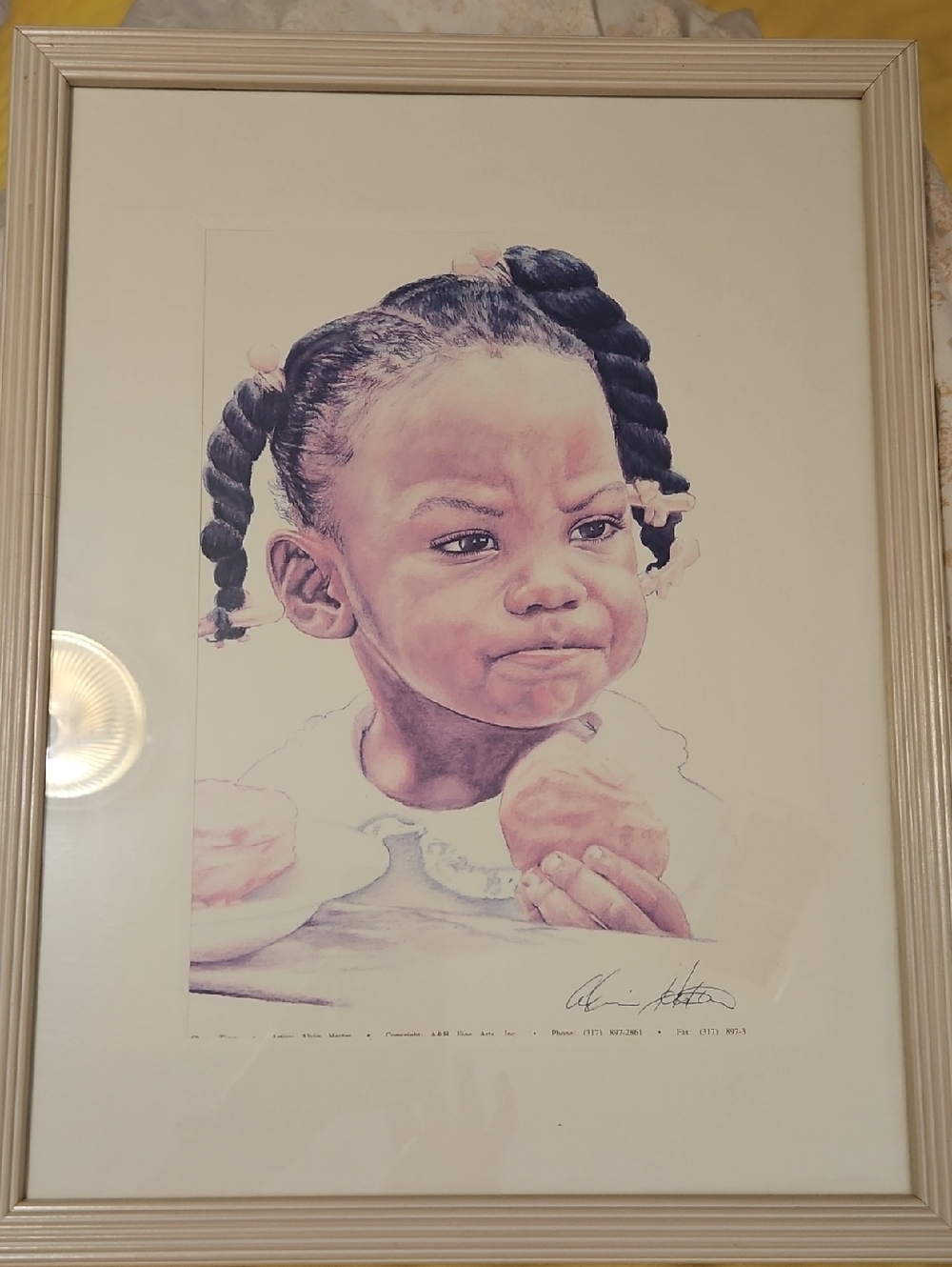 Framed Art Print —Chow Time- Young Girl Portrait in Neutral Tones